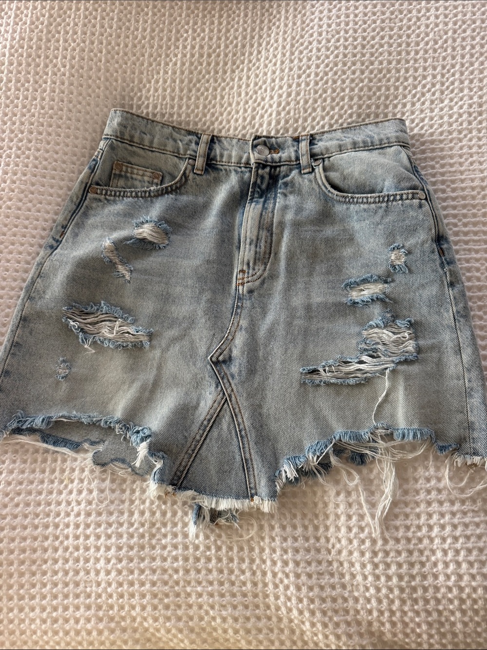 Pilcro Destroyed Denim Mini Skirt